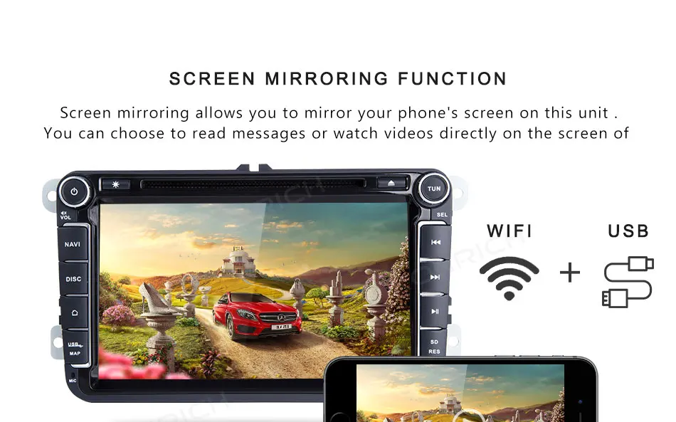 Top 2 din Android 8.1 GPS Car Multimedia For Volkswagen VW Passat b6 Polo T5 Skoda Octavia 2 3 Superb Seat leon 2 AutoRadio golf 5 6 4