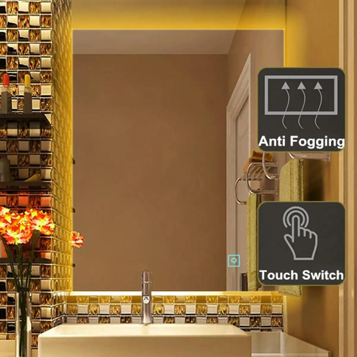 LED الحمام حمام مرآة حائط مضيئة ضوء مكافحة الضباب مرآة لوضع مساحيق التجميل أضواء مستطيل دش الحمام مرآة الحمام تركيبات LED الحمام حمام مرآة حائط مضيئة ضوء مكافحة الضباب مرآة لوضع مساحيق التجميل أضواء مستطيل دش الحمام مرآة الحمام تركيبات