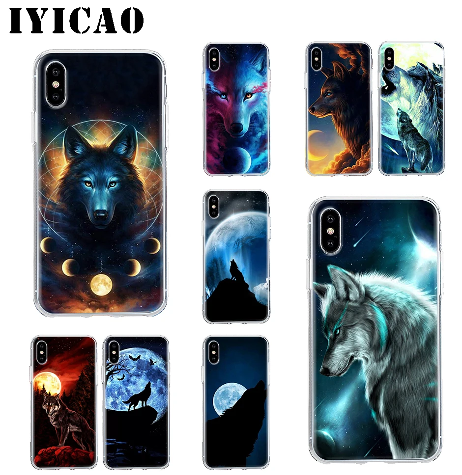 IYICAO Moon roaring wolf Жесткий Чехол для iPhone 4 4S 5 5S Se 6 7 7plus 8 8Plus X XS MAX XR 6s Plus 11 pro max | Мобильные