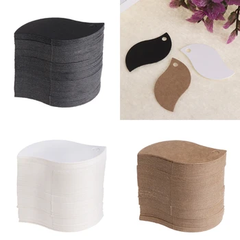 

100 Pcs/Lot Kraft Paper Blank Card DIY Hanging Tag Label Hole Gifts Leaf Shaped