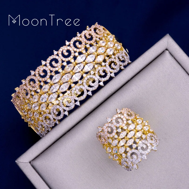 MoonTree роскошный большой Нежный 3 тона смешанный кубический цирконий медь