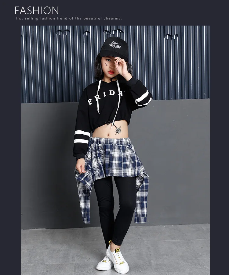 Новинка года; Одежда для девочек в стиле хип-хоп комплект из 2 предметов; укороченная толстовка с капюшоном для девочек-подростков; комплект с юбкой и леггинсами Корейская Детская уличная одежда