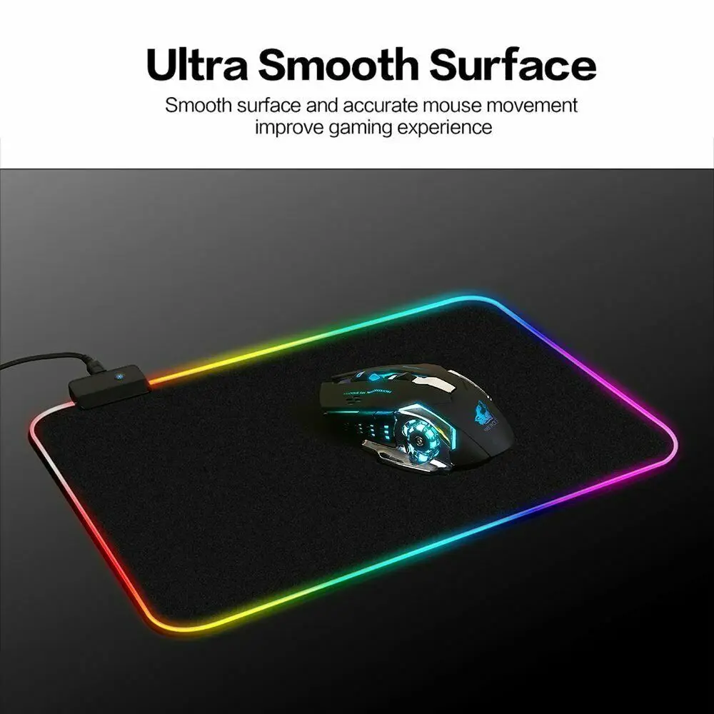 Большой игровой коврик для мыши RGB USB светодиодный светящийся геймерский коврик для мыши Коврик для мыши 14 режимов освещения для ПК компьютера ноутбука