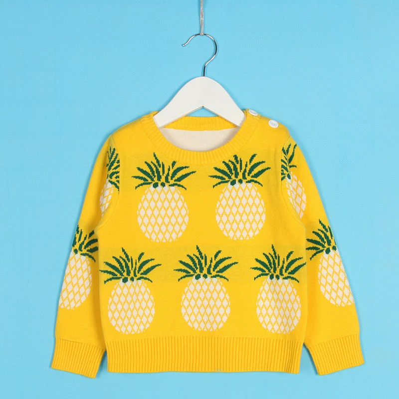 Autumn Winter Children's Clothing Cartoon Pineapple Knitted Sweaters Kids Baby Boys Girls Cotton Sweaters Tops