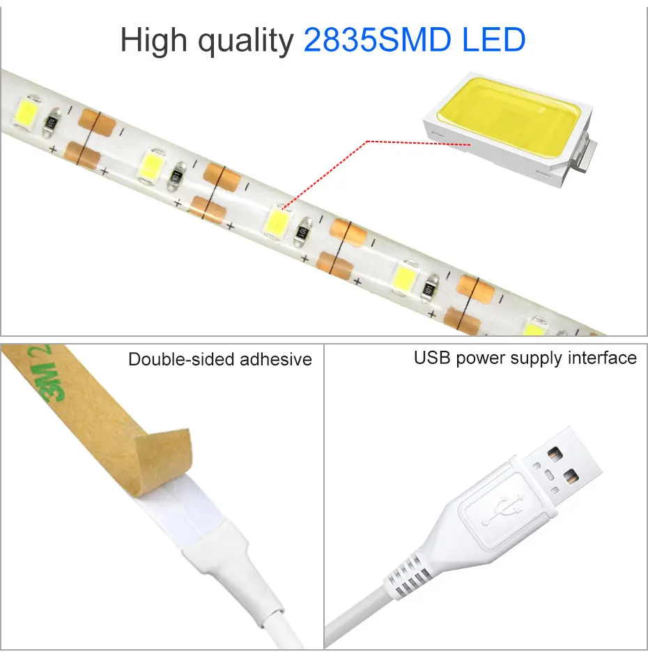 Waterproof LED Strip Light On Mirror Bathroom USB 5V Touch Dimmable LED Tape Light for Closet Kitchen TV Backlight 1M 3M 4M 5M