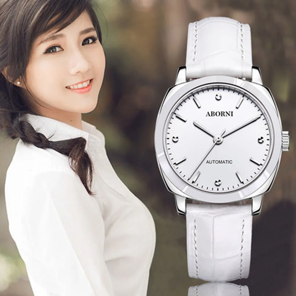

ABORNI Elegant Women Mechanical Watches Luxury Diamand Automatic Self-Wind Clock fashion casual Ladies Wrist Watch Relogio 2019