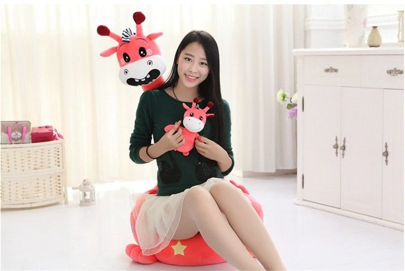 Dorimytrader Pop Lovely Animal Fox Penguin Giraffe Crocodile Sika Deer Kangaroo Baby Sofa Pillow Cartoon Animal Chair Cushion Decoration Gift for Children 50cm DY61997 (17)