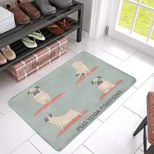 Симпатичные Йога Мопсы Anti-коврик дверь домашнего декора, персонализированные крытый половик у двери резиновым Extra Large