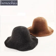 BCK001 новинка, зимняя женская хлопковая фетровая Кепка-котелок с оборками, осенняя Женская Повседневная Складная вязаная шапка для рыбалки