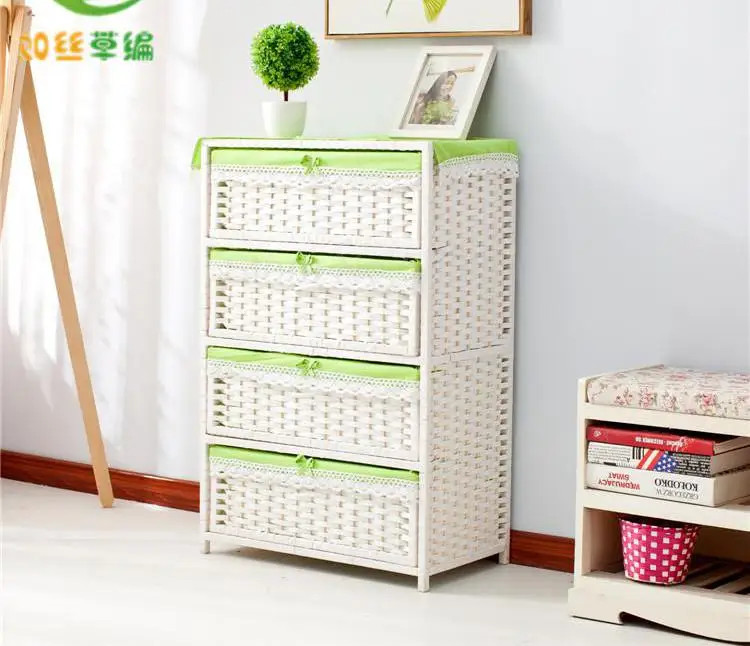 Соломенный тканый шкаф для хранения ящиков, прикроватный столик для сада, модная простая коробка для хранения детской одежды - Цвет: ml1