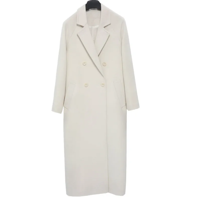 wool coat women's long maxi coat winter white luxury brand Wool Blends