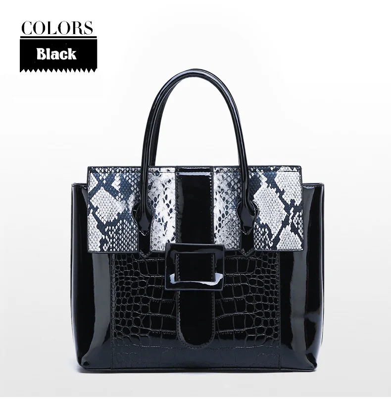 Women's Luxury Alligator Patent Leather Handbag Luxury Crocodile Women Tote Red Black Purple Snakeskin New Designer Shoulder Bag (20)