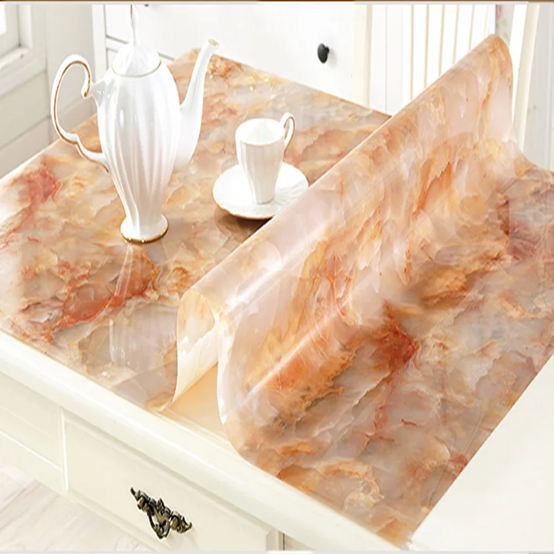 

BALLE PVC Table Cover Protector Desk Pad Soft Glass Dining Tablecloth Plastic Mat-Marble