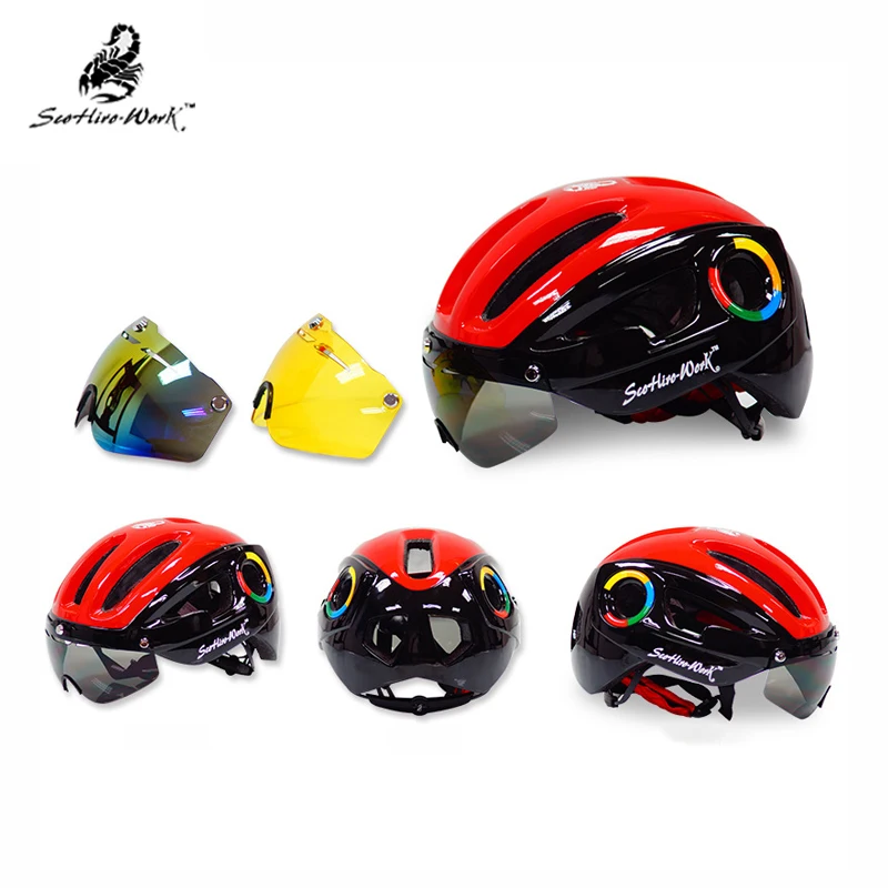 Ультралегкий велосипедный шлем с линзами очки вентиляционные отверстия шлем mtb Город дорога Горный для мужчин женщин велосипед шлем гоночное Велосипедное оборудование
