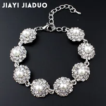 Jiayijiaduo романтический цветочный браслет Свадебный серебряный цвет элегантный браслет женские свадебные украшения имитация жемчуга