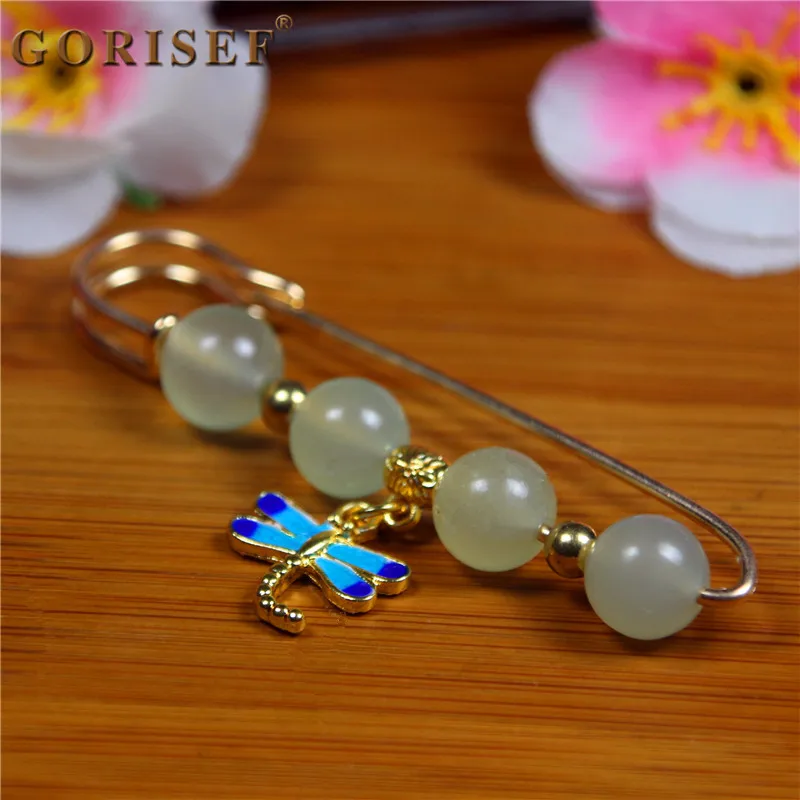 

Chinese style alloy brooch ornament female top with cloisonne natural stone chest pin girlfriend birthday gift free shipping
