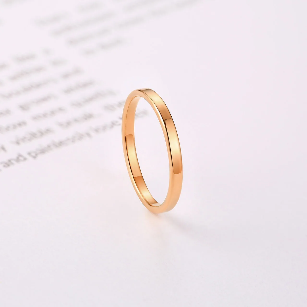 Модные минималистское кольцо Для мужчин золото/розовое золото Нержавеющая сталь кольца для Для женщин 2 мм, кольцо на палец, ювелирное изделие для пары, Size3-10 anillo hombre - Цвет основного камня: rose gold