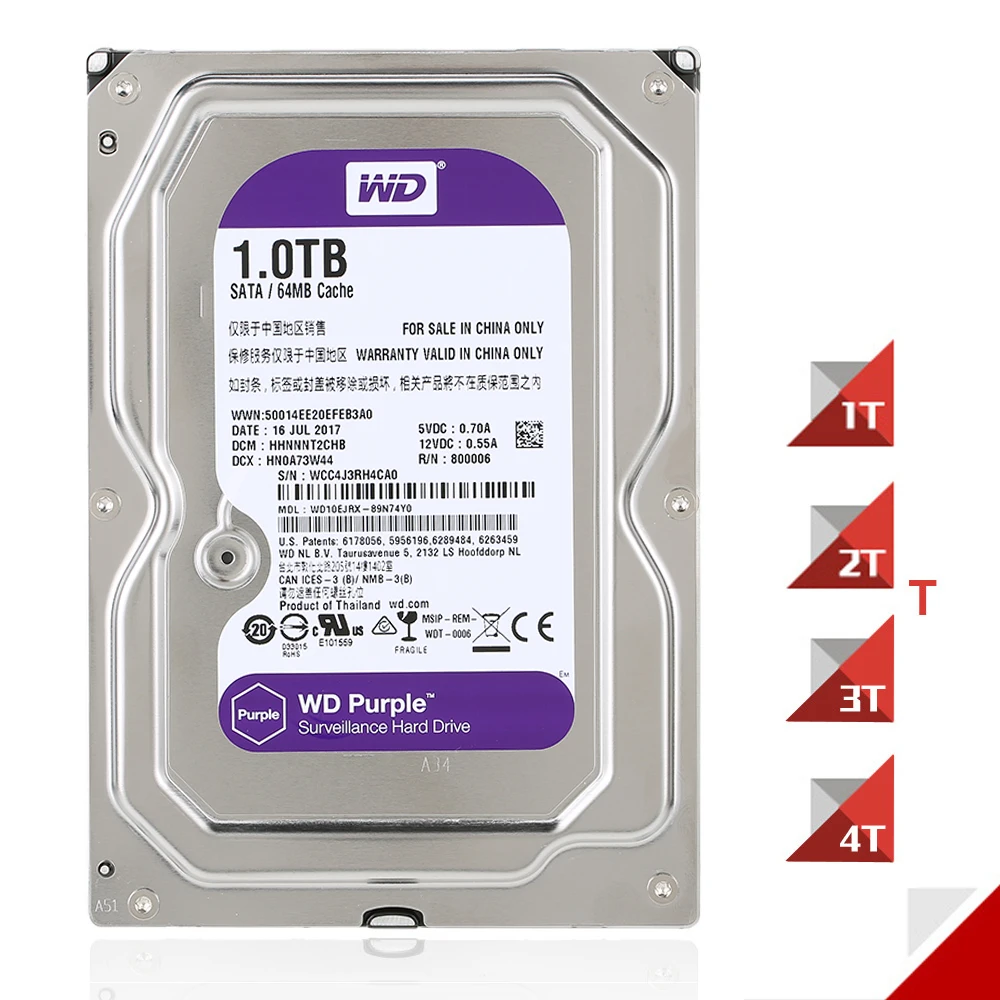 Western Digital WD Purple 1TB Surveillance Hard Disk Drive Desktop