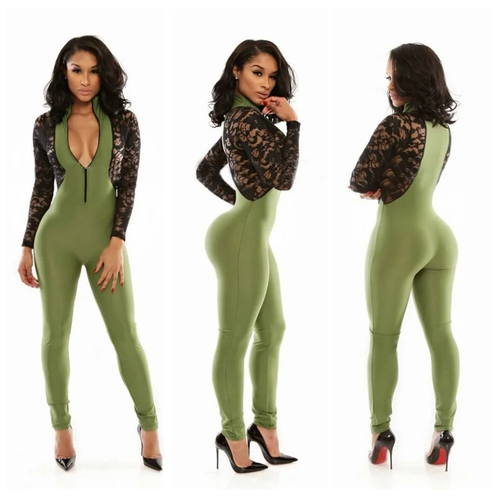 green tight jumpsuit