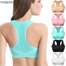 Bra-Top Padded Absorb-Sweat Sports-Bra VEQKING Athletic Gym Fitness Yoga Breathable Running