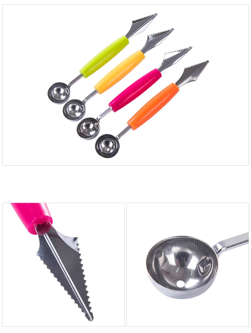 Новые инструменты для резьбы с двойной головкой ложка-шарик для фруктов DIY креативный маленький нож для фруктов ложки для дыни шариков Кухонные гаджеты