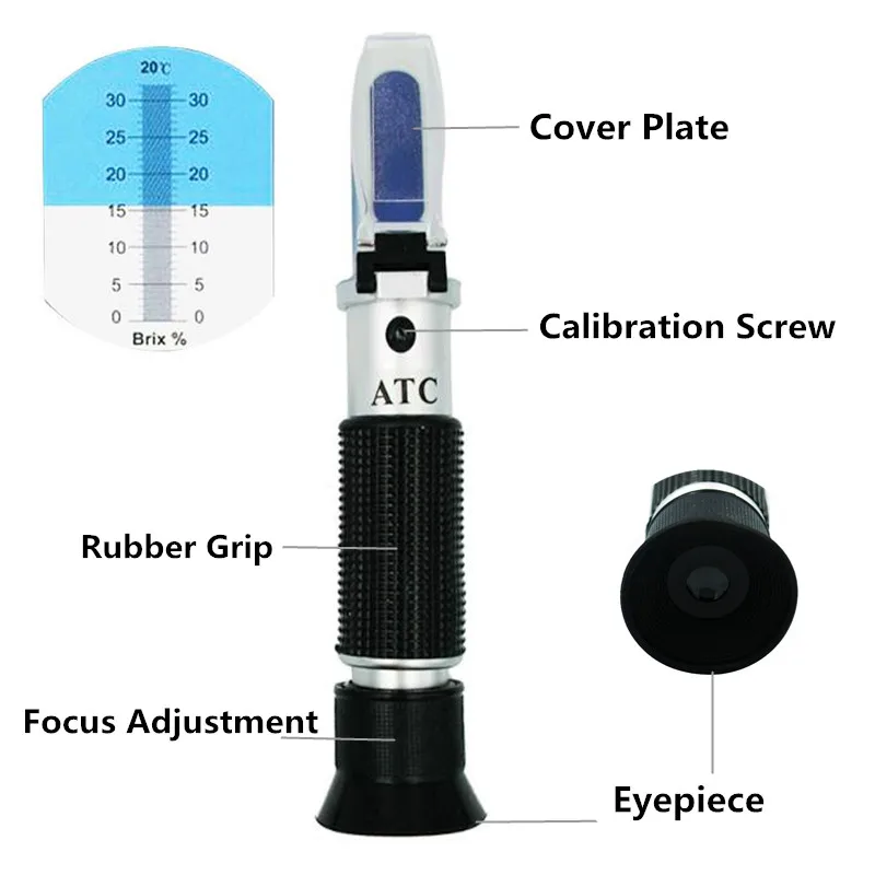 Handheld Brix-refraktometer Zucker Tester Meter Zucker ATC Zucker