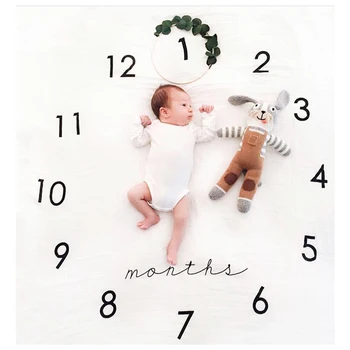 

Newborn Baby Blanket Swaddle Stroller Bedding Wrap New Photo Background Monthly Growth Number Photography Blanket