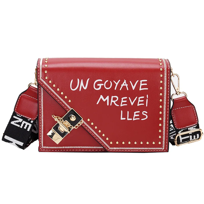 

Ougger Women Crossbody Bag Fashion Style Red Flap Bag PU with Letter for Versatile
