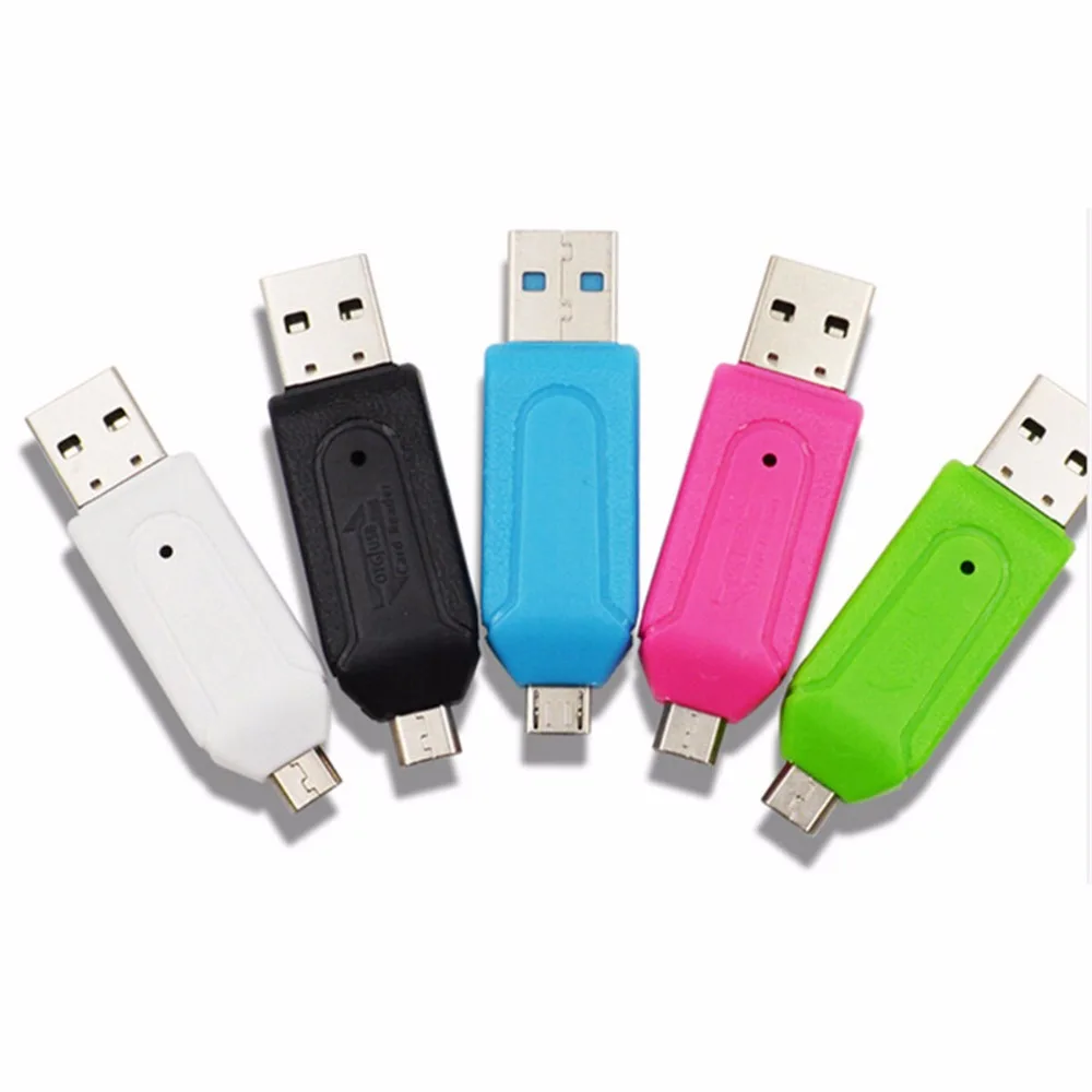 (Q) 2 в 1 USB OTG кардридер Универсальный Micro USB память OTG TF/SD кардридер телефон расширительный разъем Micro USB OTG адаптер