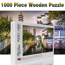 Китайские таможенные взрослые 1000/1500 штук деревянные пазлы пейзаж образовательные головоломки для детей игрушки украшение дома живопись