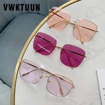 VWKTUUN Sunglasses Women Vintage Oversized Glasses Square Shades Metal Frame Womens Sunglasses UV400 Eyewear Ocean Lens Glasses gm wood bamboo sunglasses with aluminum metal frame men women vintage square sunglasses shades eyewear uv400 oculos de sol