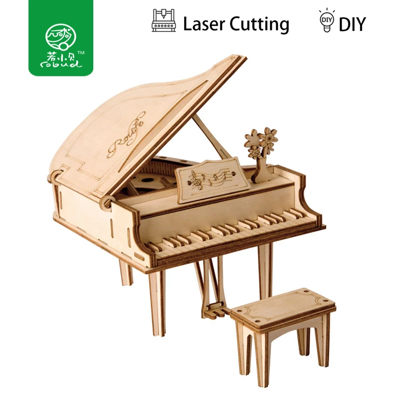 

Robud 3D DIY Craft Grand Paino Puzzle Game Wooden Model Building Kits Popular Educational Toys Hobbies Gifts for Children TG402