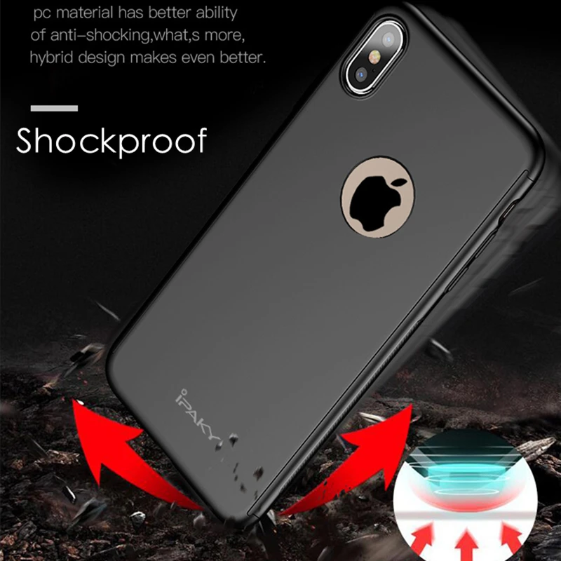 Чехол для iPhone X IPAKY брендовый чехол Apple Xs Max XR с защитной пленкой полным покрытием 360
