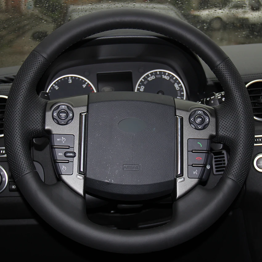Black Synthetic Leather Car Steering Wheel Cover for Land Rover