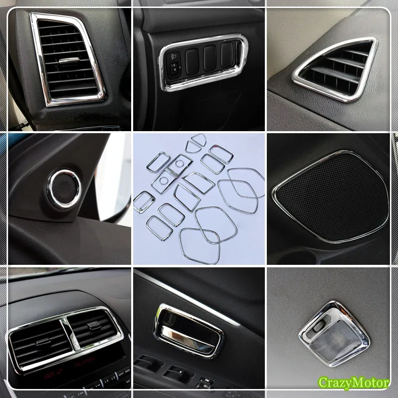 For Mitsubishi Outlander Sport ASX RVR 2013-2021 Chrome Interior A/C Air Outlet Vent Tweeter Speaker Cover Trim Kit Car Styling |