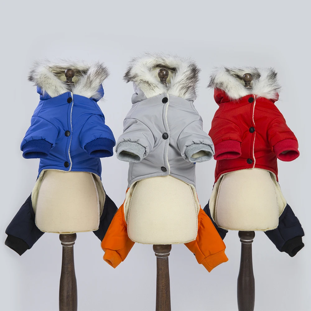 Новая Толстая ветровка с капюшоном, стильно, для собак, четыре ноги, хлопок, зимнее пальто, теплая одежда для маленьких щенков