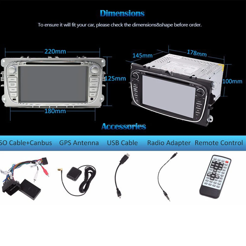 Flash Deal 2din 8" Octa-Core 2+32G Android 8.1 Car Radio DVD Player Wifi CD SWC BT HD1024*600 for Ford Focus Fiesta Galaxy transit Mondeo 4