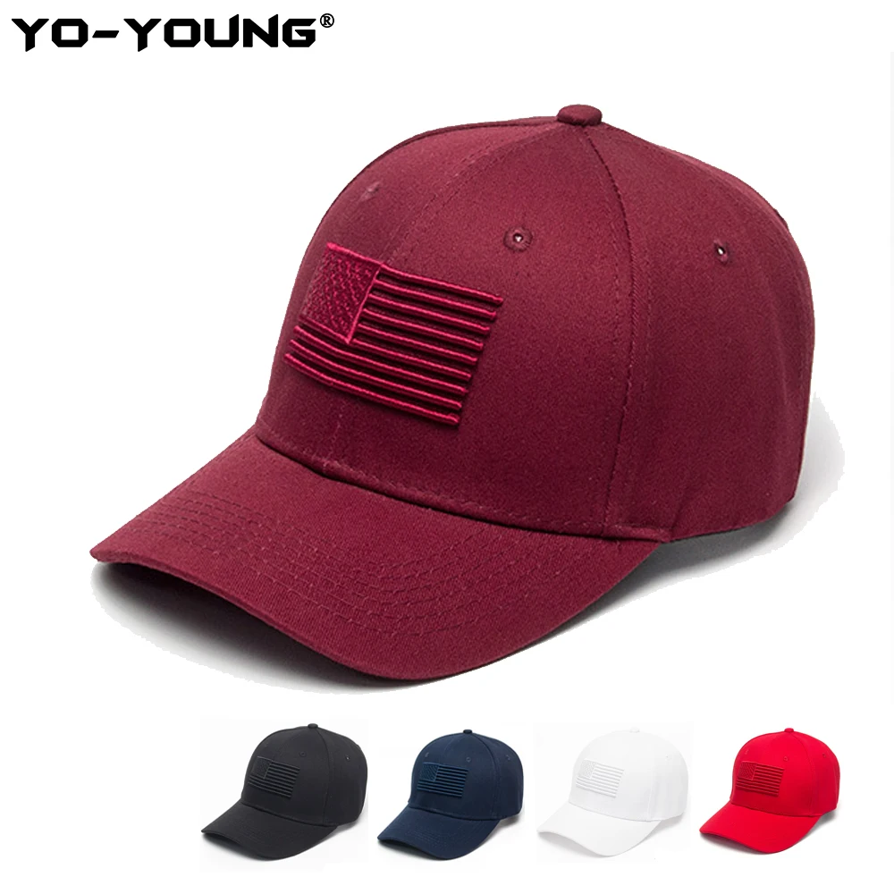 

Yo-Young Fashion Unisex American Flag Baseball Cap Women Men Soild Embroidered Snapback Caps Male Female Outdoor Sports Hats