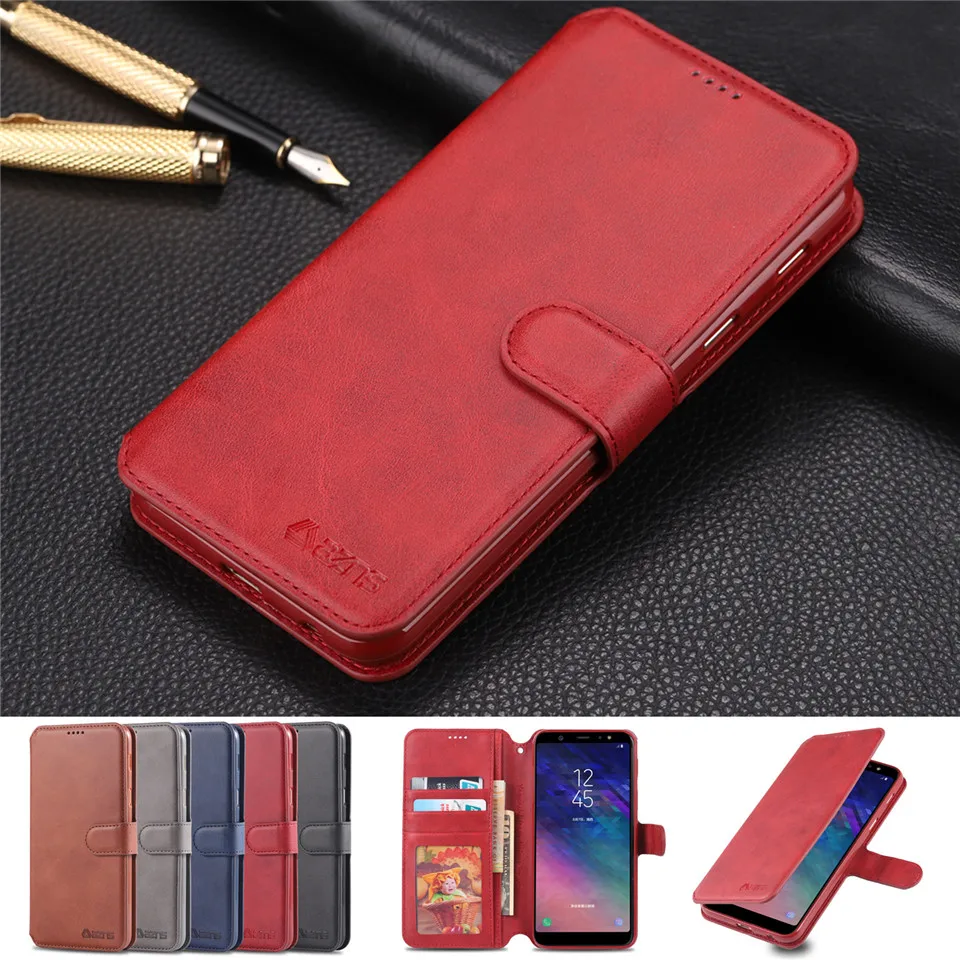 

Leather Wallet Case For Samsung Galaxy A8 A9 A7 A6 2018 Flip Phone Case For Samsung Galaxy A6 2018 Plus A8 2018 Plus Case Coques