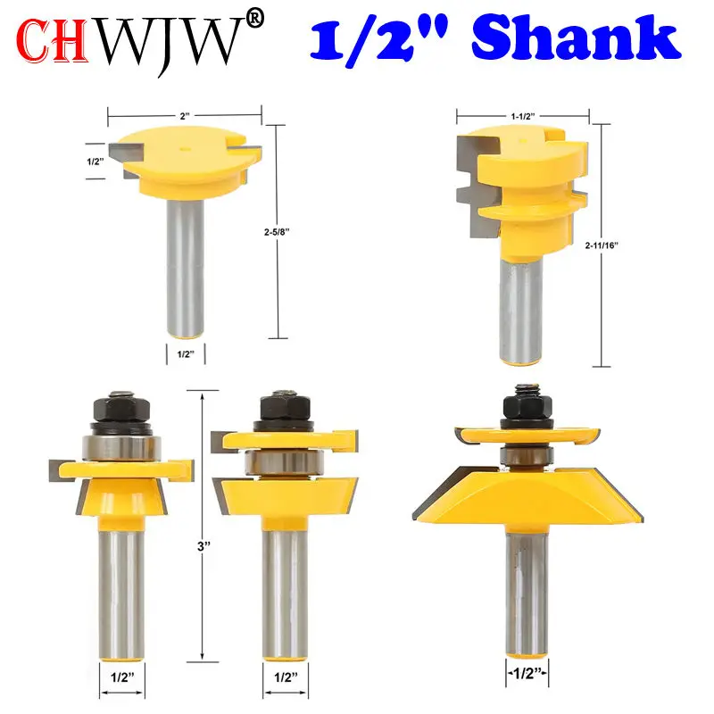 5pc Shaker Raised Panel Router Bit Set 1/2" Shank door