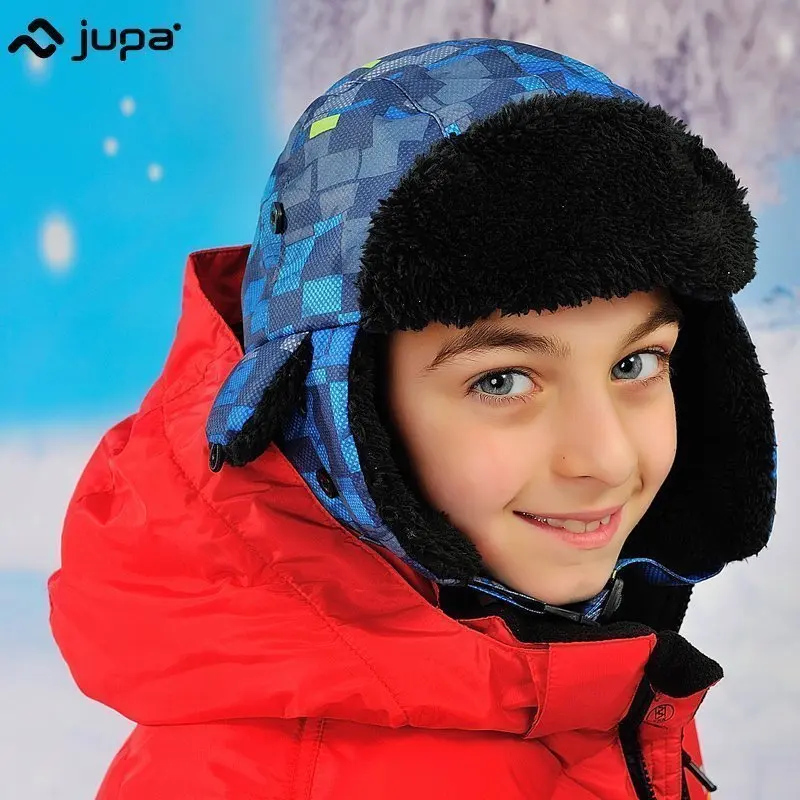 

JUPA Kids Pilot Hat Cute Earflap Hat Caps With Lining Baby Warm Hats For Children Winter Hats blue warm ski boys hat