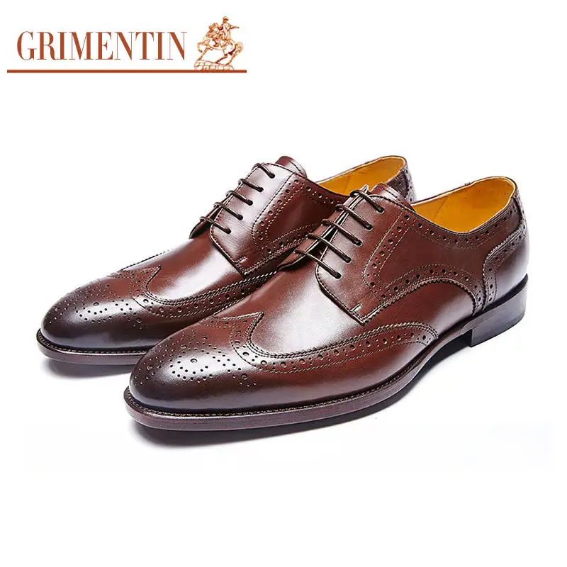Kleid Grimentin brown Black ight Männer Handmade Geschnitzt Echtem Customized Schuhe Leder yellow Herren Retro Aus Oxfords Brownl 2018 tr6ntxawqP
