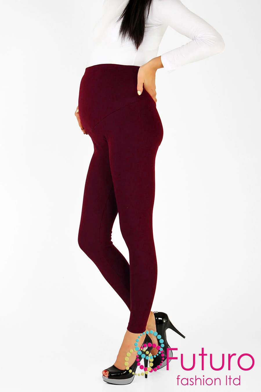 Новые штаны для беременных Леггинсы для беременных женщин тонкие хлопковые брюки с высокой талией Женские однотонные обтягивающие леггинсы женские - Цвет: Бургундия
