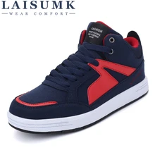 LAISUMK Hot Fashion High Top Sneakers Mens Leather Casual Shoes Men Spring Autumn Ankle Boots Lace Up Loafers Leather Man Shoes цена LAISUMK Hot Fashion High Top Sneakers Mens Leather Casual Shoes Men Spring Autumn Ankle Boots Lace Up Loafers Leather Man Shoes цены онлайн