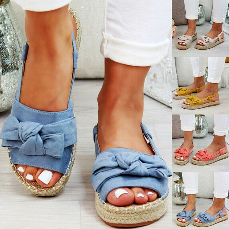

Casual Bow Tie Women Sandals Flats Strap Sandals Shoes for Woman Solid Color Shoes FH99