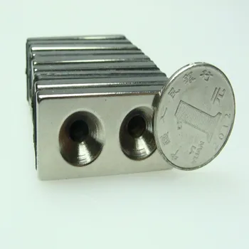 

20PCS block 40*20*5-d5mm strong powerful neodymium magnets rare earth permanent fasterners with two countersunk hole