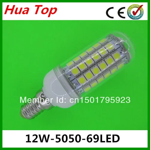 

Hot sale 10pcs lampada Mini E14 5050 69 epistar LED Lamp 12W LED Corn Bulb 1100LM Cold white / Warm White lamps free delivery