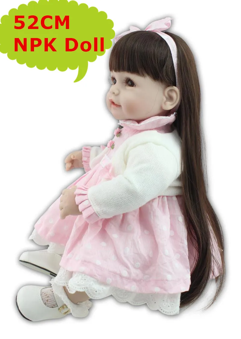 

NPK 20" Adorable Lifelike Reborn Toddler Doll Sweet Cute Baby Girl With Long Hair As Girls Birthday Gift Brinquedo Baby Kids Toy