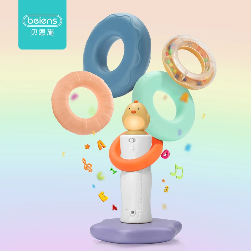 low cost Beiens Stacking Rings Toy Baby Rainbow Tower Ring Rattles Toys Children Building Blocks Stack Up As
