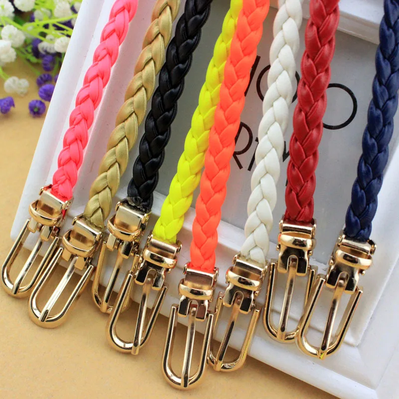 Women's Weave Belt Women Dress Decoration Belt Female PU Hemp Rope